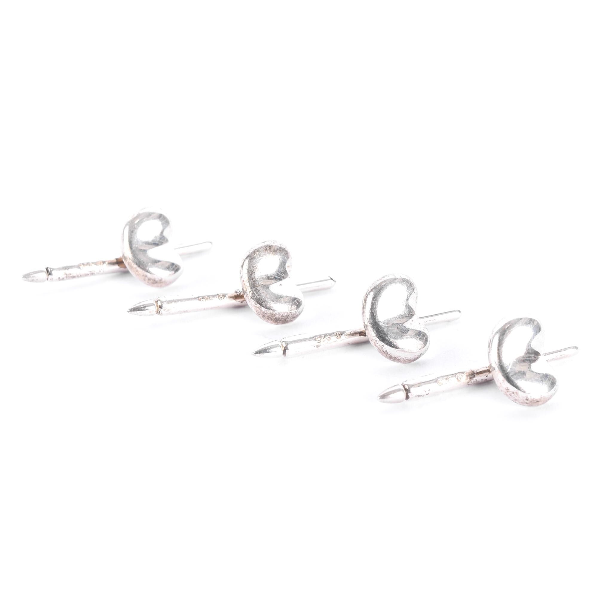 Tiffany & Co. Elsa Peretti Sterling Silver Bean Shirt Studs Set