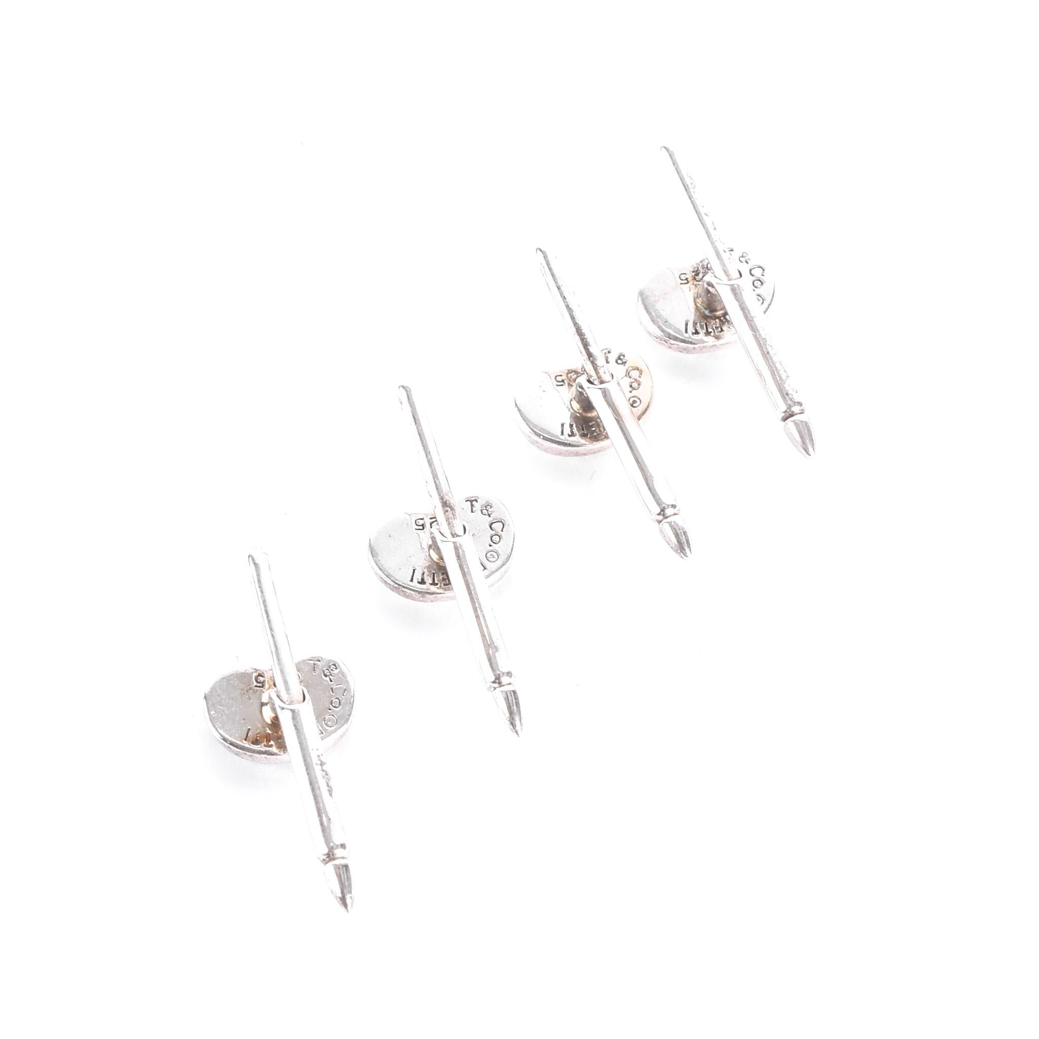Tiffany & Co. Elsa Peretti Sterling Silver Bean Shirt Studs Set