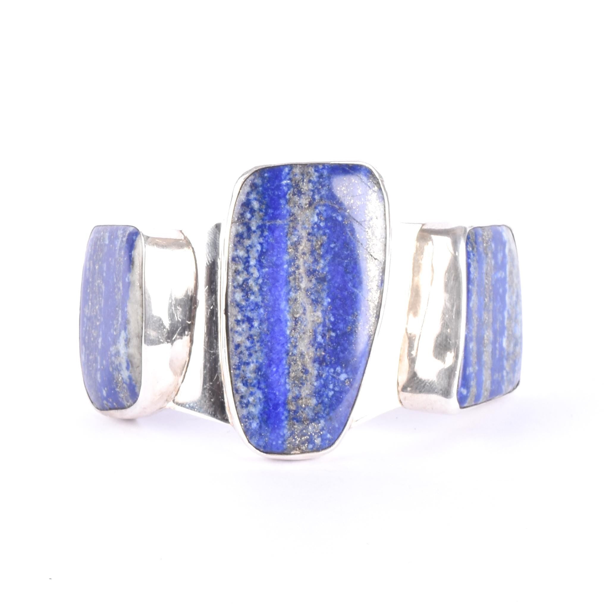Massive Sterling Silver & Lapis Lazuli Cuff Bracelet