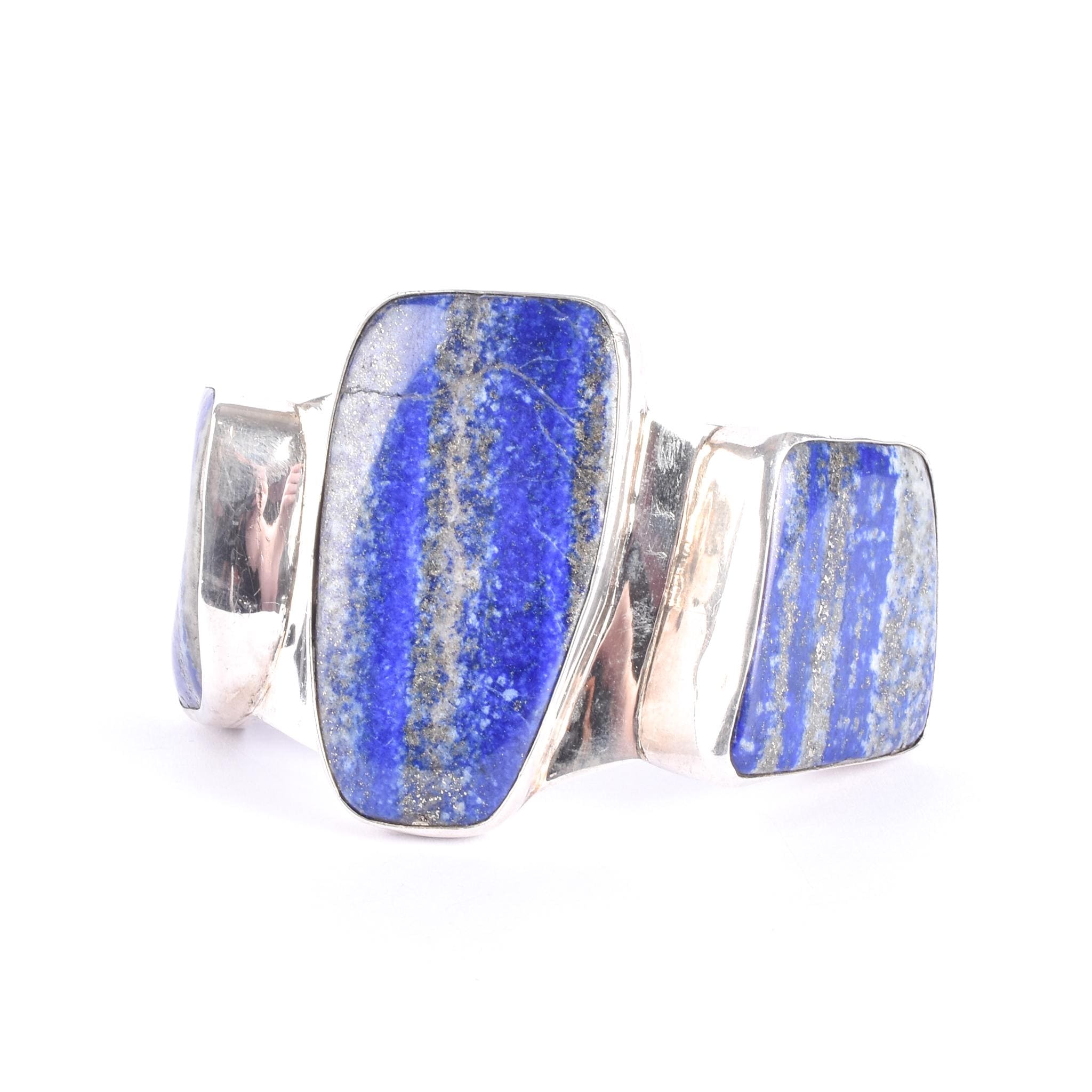 Massive Sterling Silver & Lapis Lazuli Cuff Bracelet