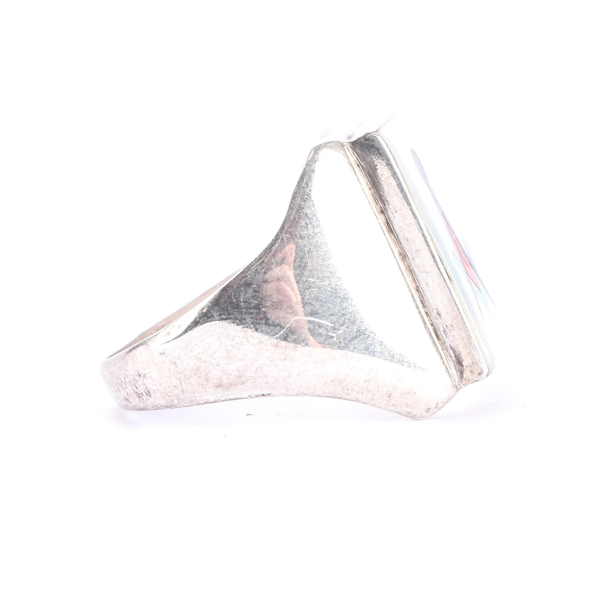 Sterling Silver Turquoise Zuni Inlay Masonic Ring