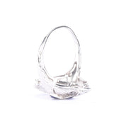Art Deco 14K Gold Diamond & Synthetic Sapphire Shield Ring