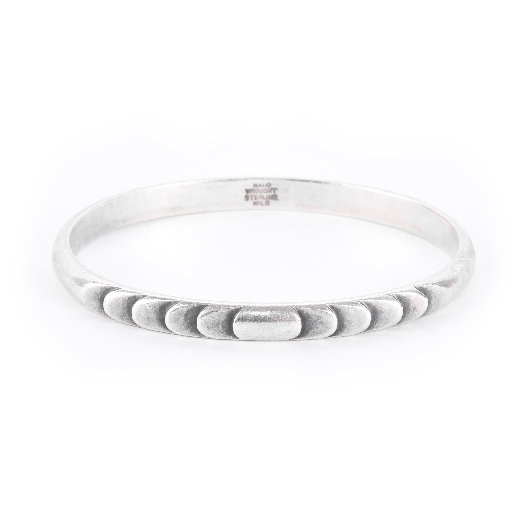 Sterling Silver Kalo Arts & Crafts Hand-Wrought Bangle Bracelet