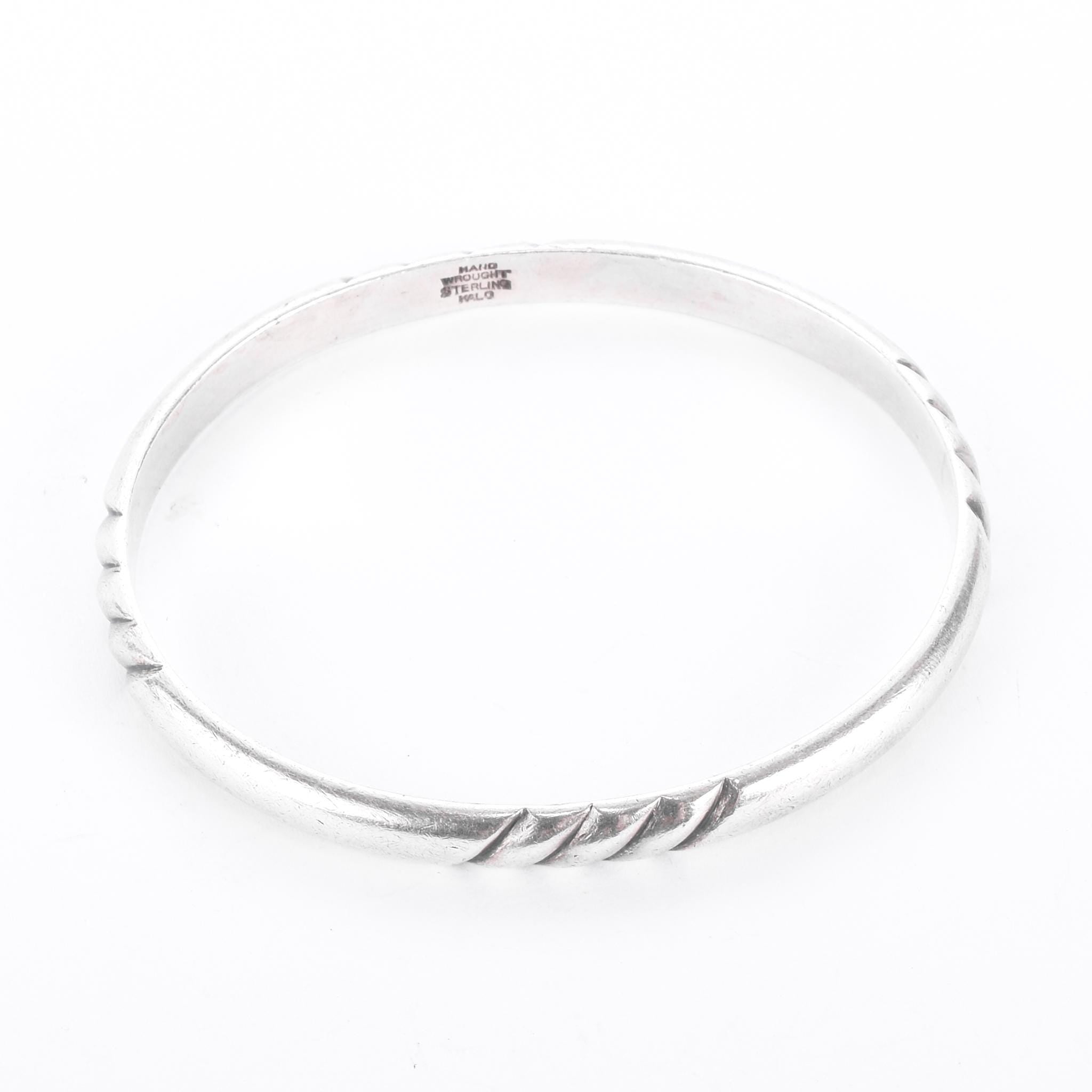 Sterling Silver Kalo Arts & Crafts Hand-Wrought Bangle Bracelet