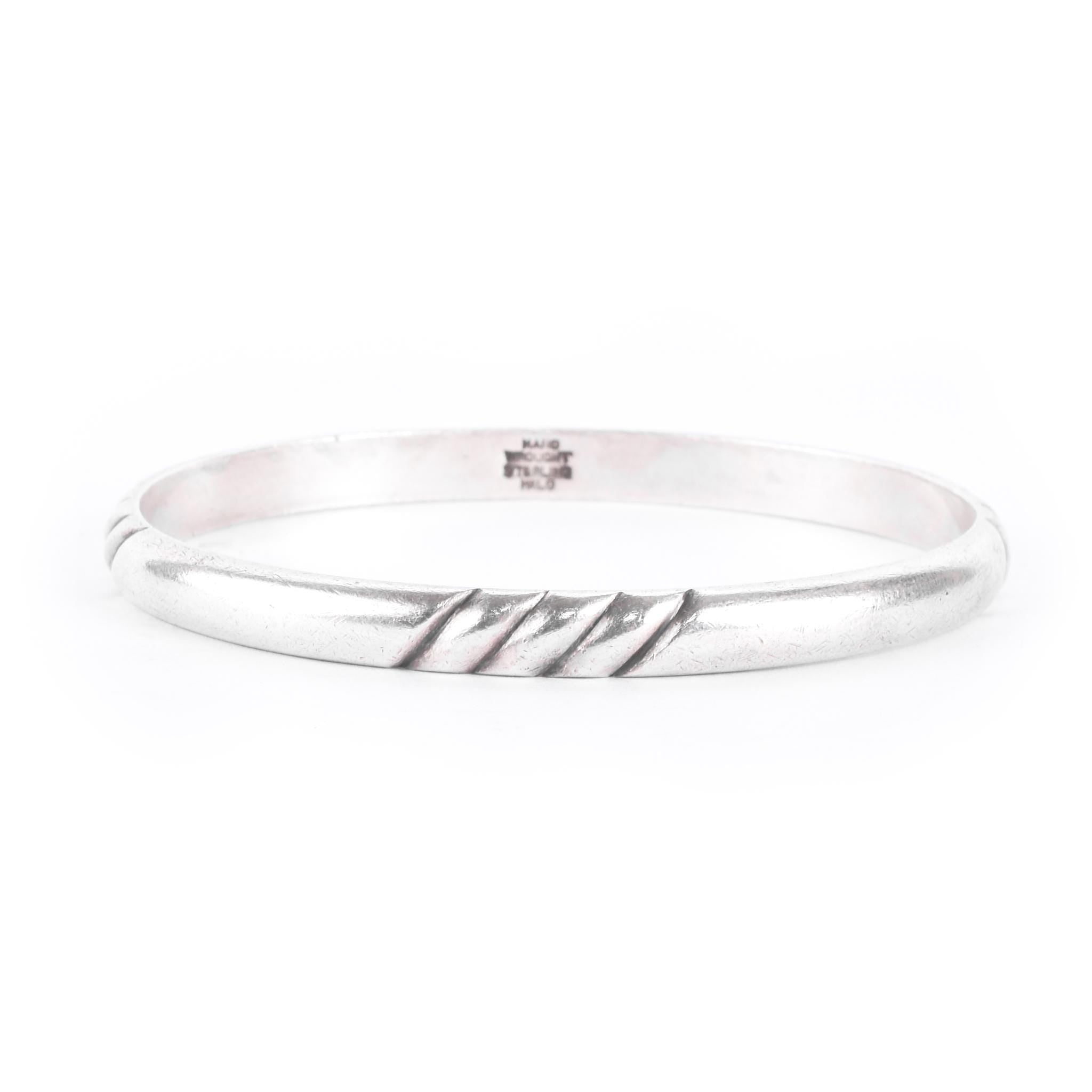 Sterling Silver Kalo Arts & Crafts Hand-Wrought Bangle Bracelet