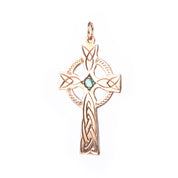 14K Rose Gold & Emerald Celtic Cross Pendant