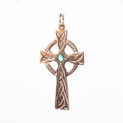 14K Rose Gold & Emerald Celtic Cross Pendant