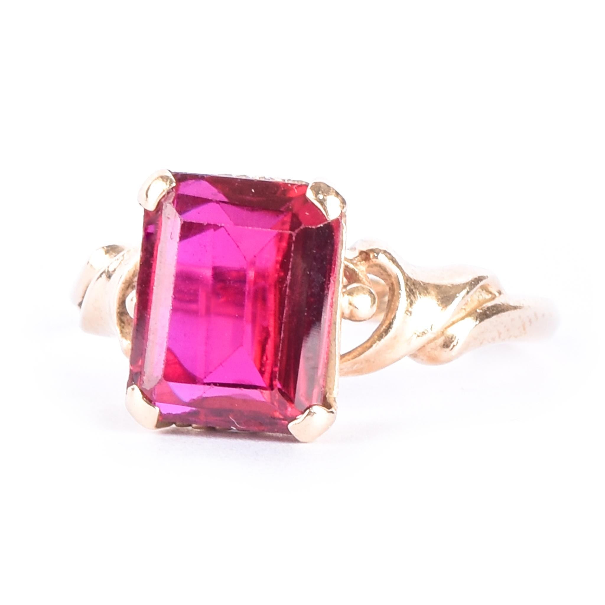 1960's 14K Gold Emerald Cut Ruby Ring