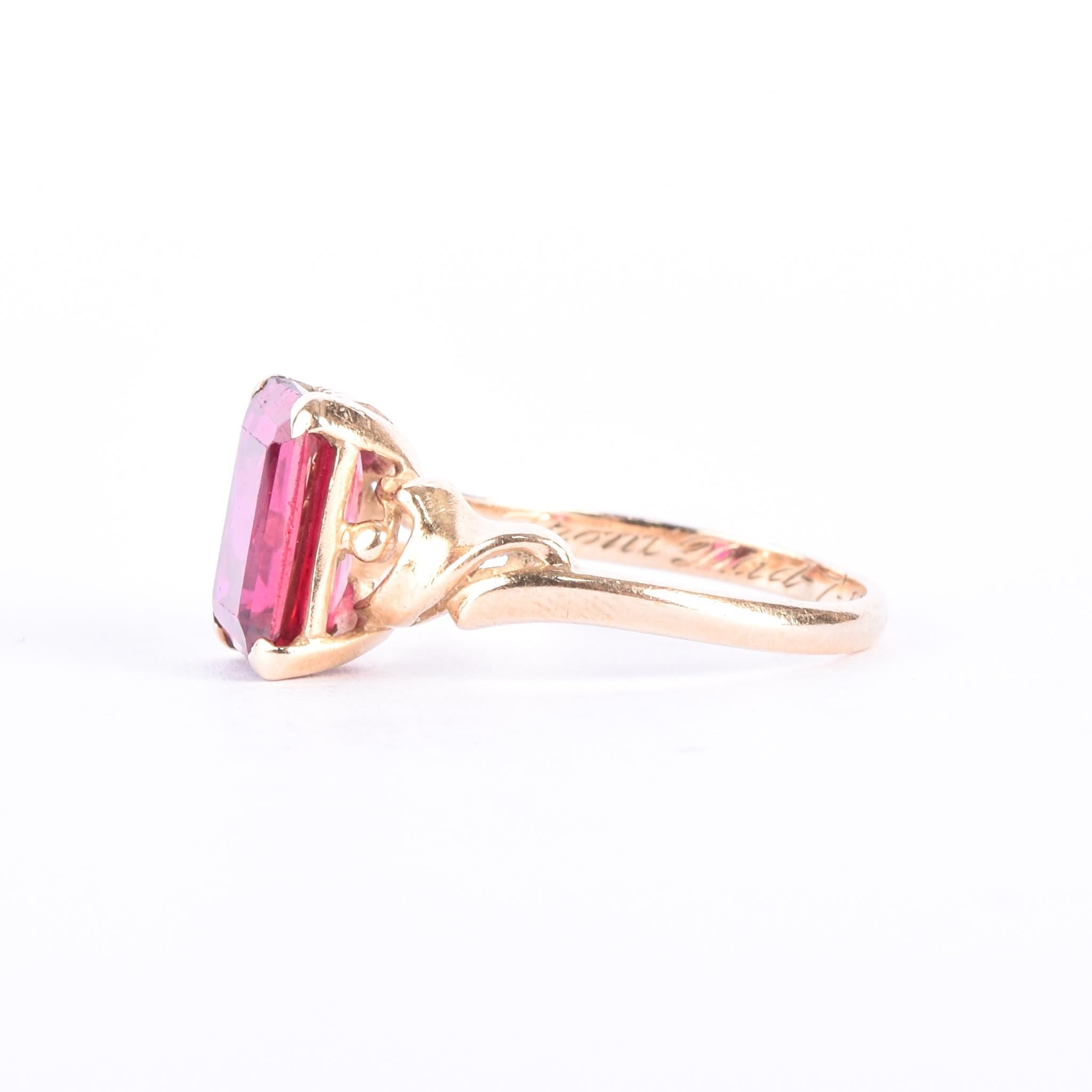 1960's 14K Gold Emerald Cut Ruby Ring