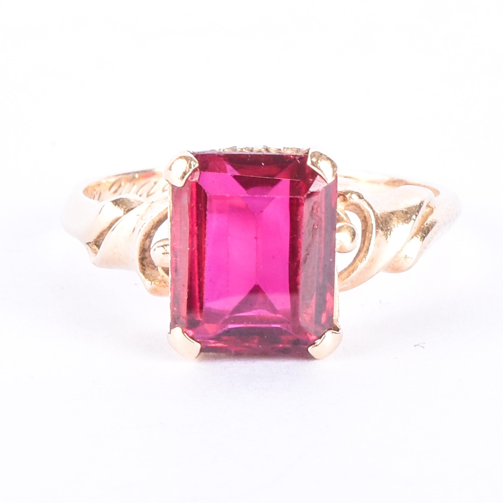 1960's 14K Gold Emerald Cut Ruby Ring
