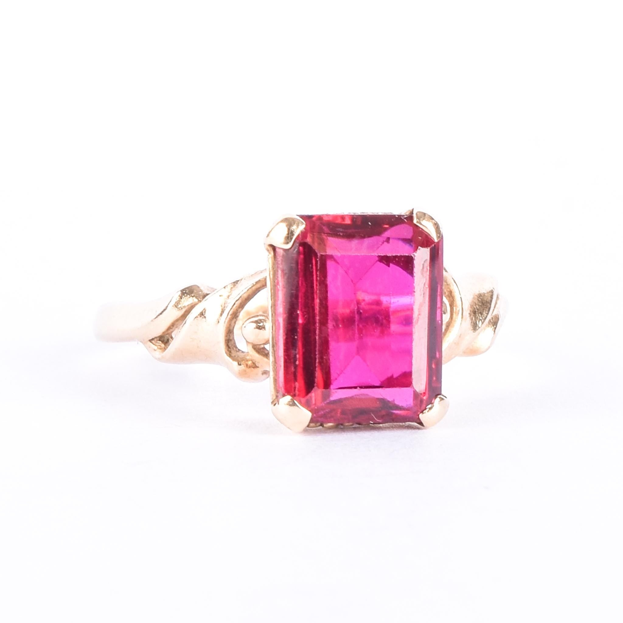 1960's 14K Gold Emerald Cut Ruby Ring