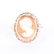 10K Gold Shell Carved Cameo Ring
