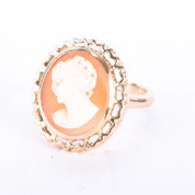 10K Gold Shell Carved Cameo Ring