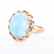 18K Gold Turquoise Cabochon Statement Ring