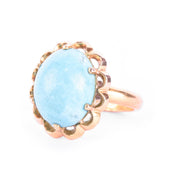 18K Gold Turquoise Cabochon Statement Ring