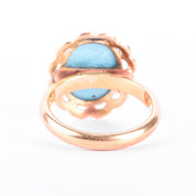 18K Gold Turquoise Cabochon Statement Ring