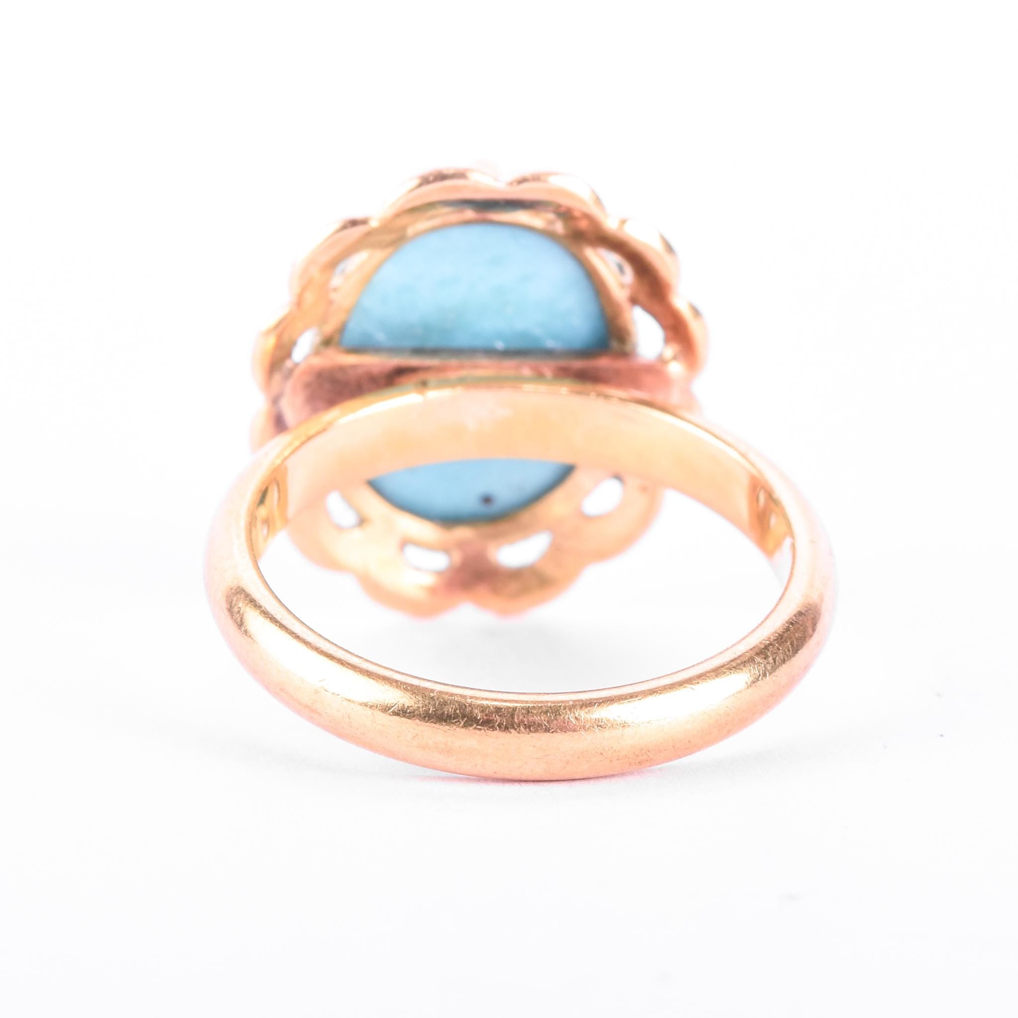 18K Gold Turquoise Cabochon Statement Ring