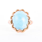 18K Gold Turquoise Cabochon Statement Ring