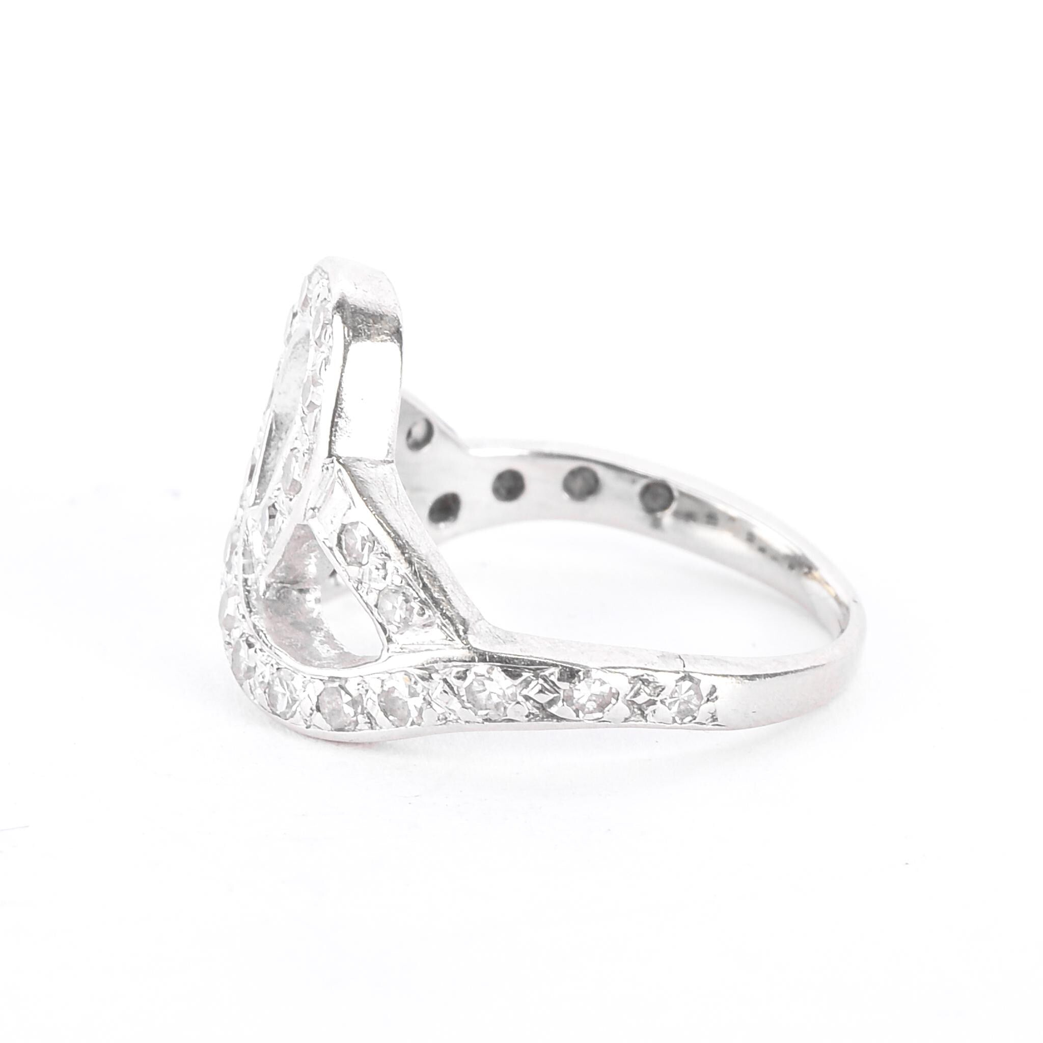 14K White Gold Pavé Diamond Loop Knot Ring