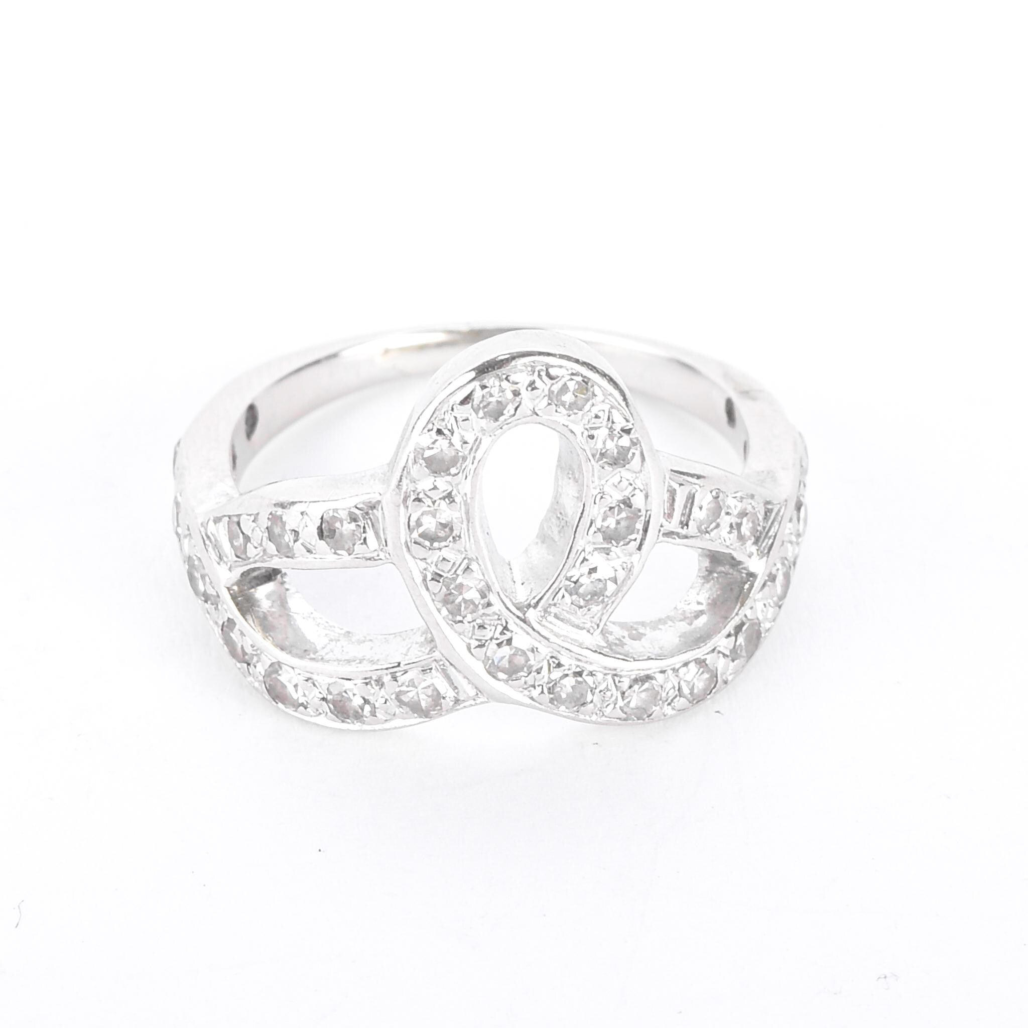14K White Gold Pavé Diamond Loop Knot Ring