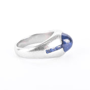 Platinum and Synthetic Sapphire Cabochon Ring