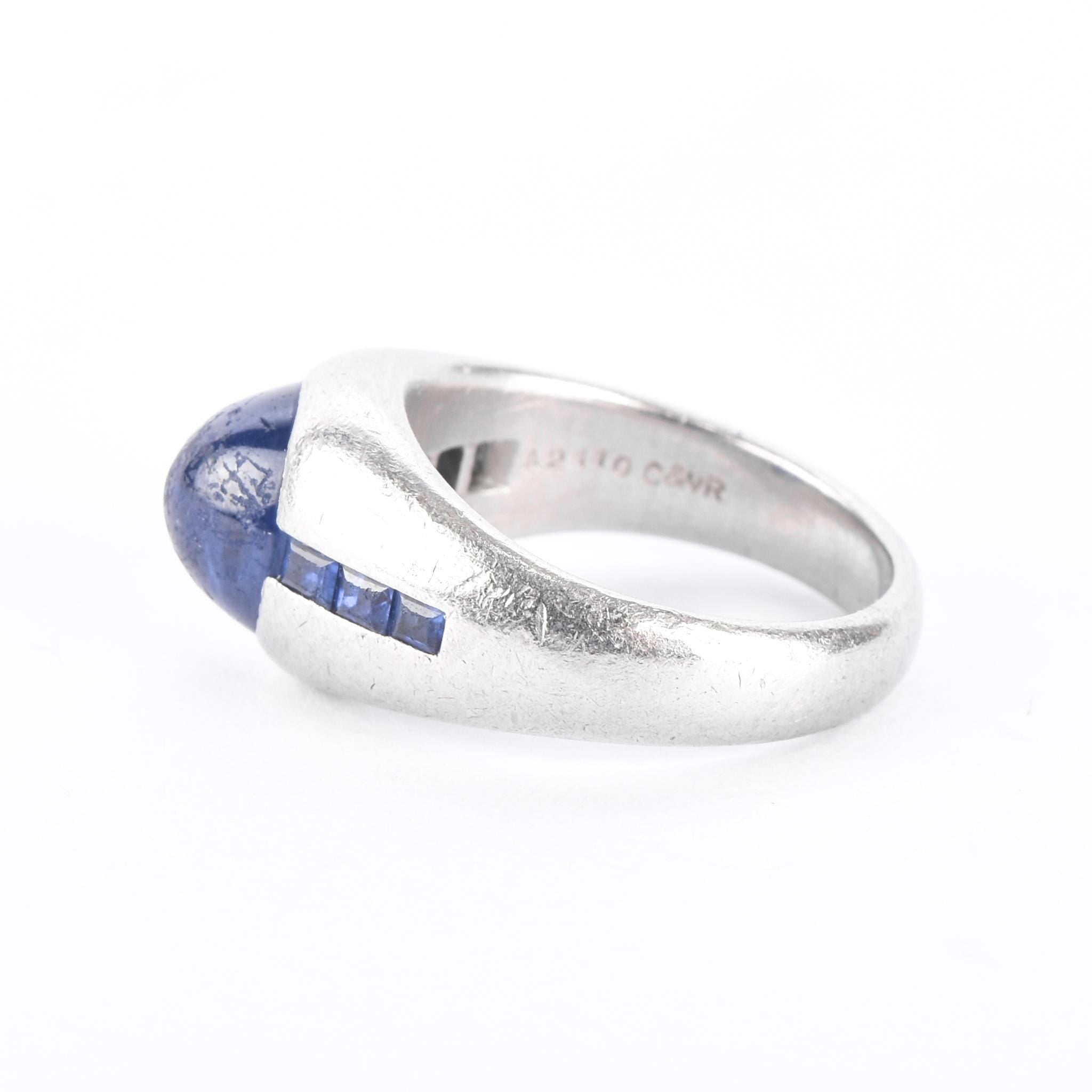 Platinum and Synthetic Sapphire Cabochon Ring