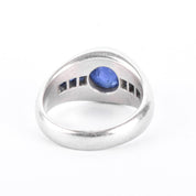 Platinum and Synthetic Sapphire Cabochon Ring