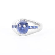 Platinum and Synthetic Sapphire Cabochon Ring