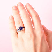 Platinum and Synthetic Sapphire Cabochon Ring