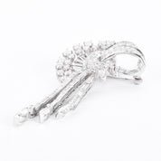 Platinum 3.70 TCW Natural Diamond Art Deco Ribbon Spray Pendant/Brooch