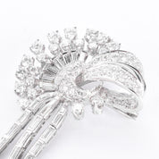 Platinum 3.70 TCW Natural Diamond Art Deco Ribbon Spray Pendant/Brooch