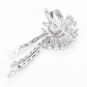 Platinum 3.70 TCW Natural Diamond Art Deco Ribbon Spray Pendant/Brooch