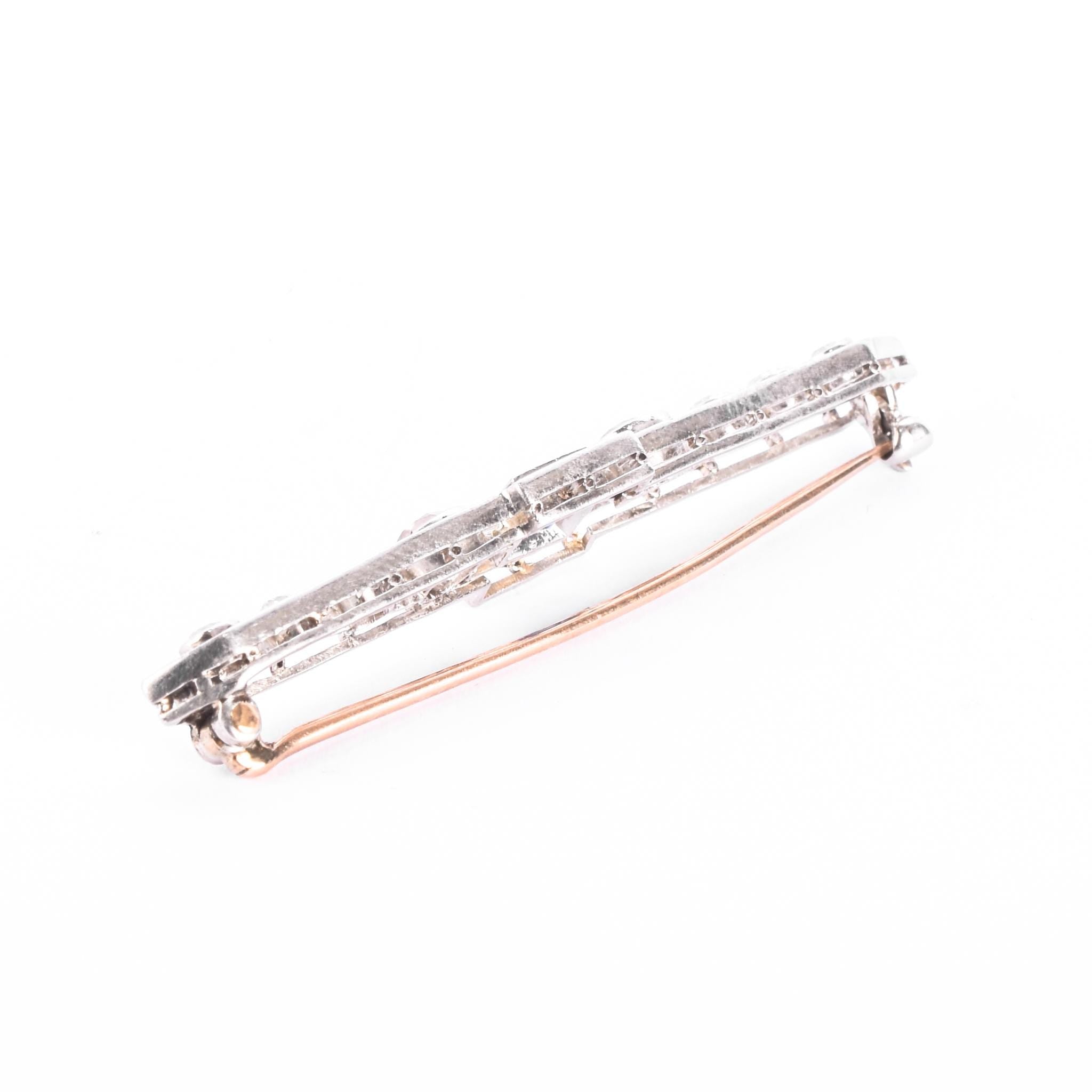 F. W. Lawrence Platinum & 10K Gold Natural Diamond and Sapphire Bar Brooch