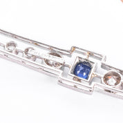 F. W. Lawrence Platinum & 10K Gold Natural Diamond and Sapphire Bar Brooch