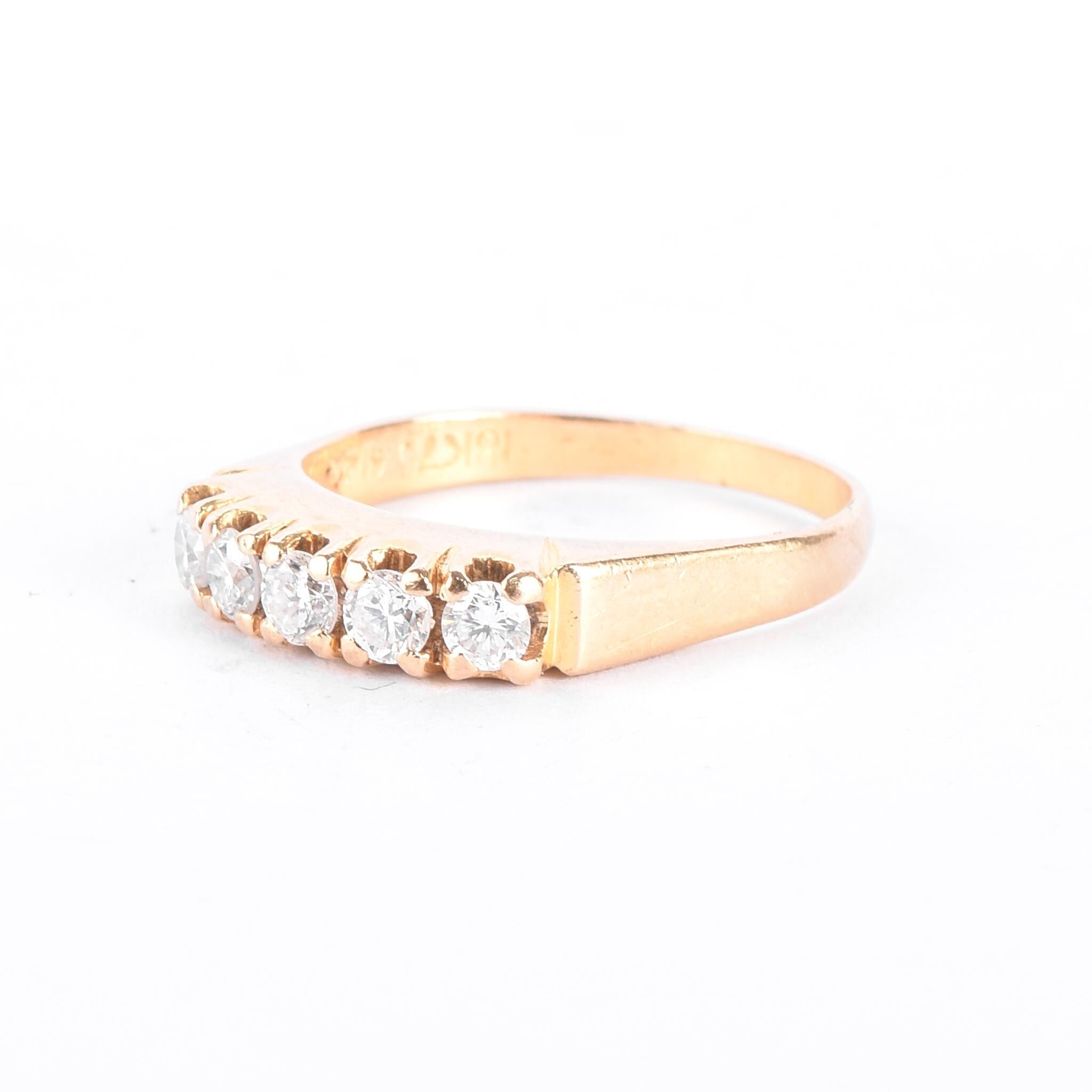 18K Gold Natural Diamond Five Stone Band