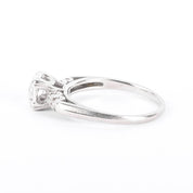 Mid-Century 14K White Gold and Natural Diamond Engagement Ring