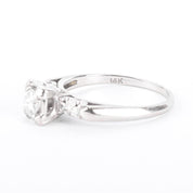 Mid-Century 14K White Gold and Natural Diamond Engagement Ring