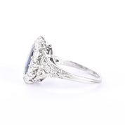 Platinum 2.14 CT Natural Sapphire & Diamonds Halo Ring