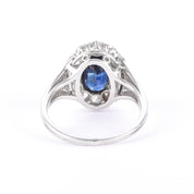 Platinum 2.14 CT Natural Sapphire & Diamonds Halo Ring
