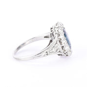 Platinum 2.14 CT Natural Sapphire & Diamonds Halo Ring