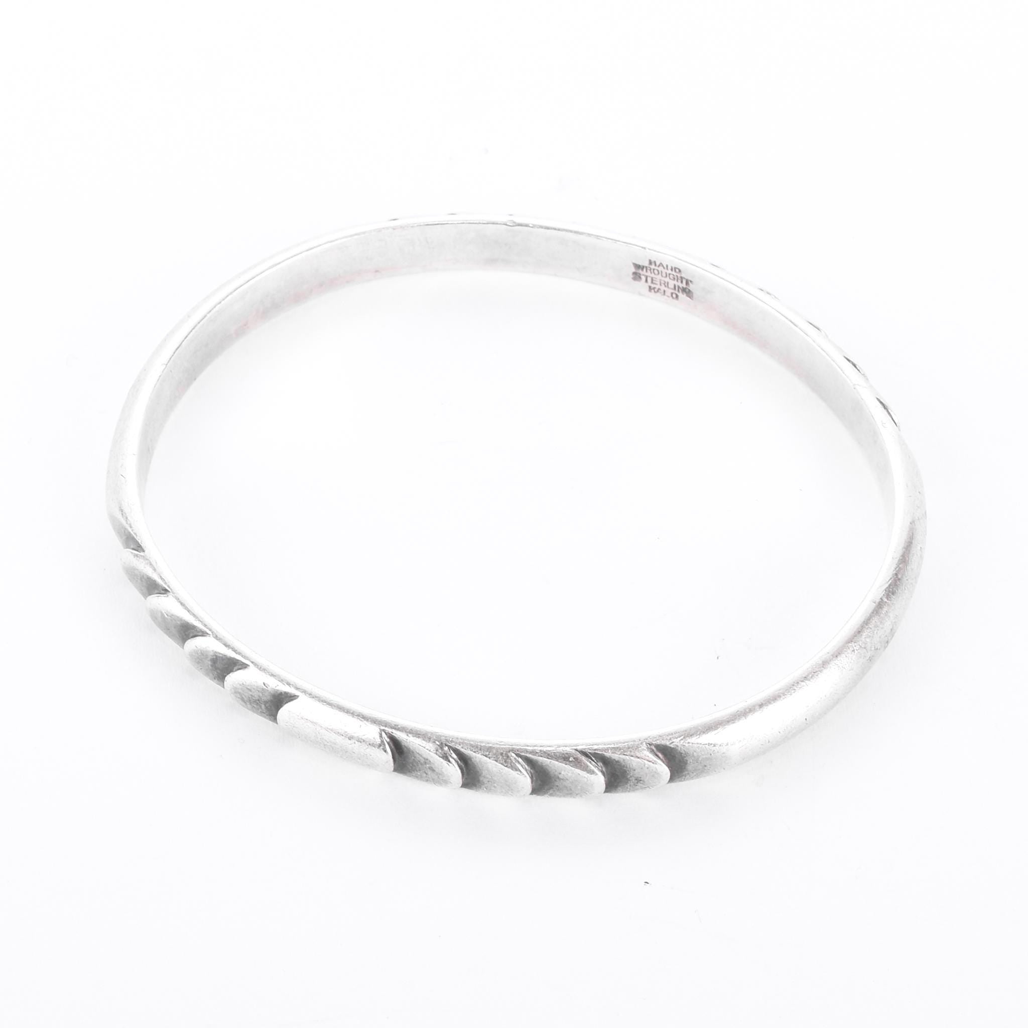 Sterling Silver Kalo Arts & Crafts Hand-Wrought Bangle Bracelet