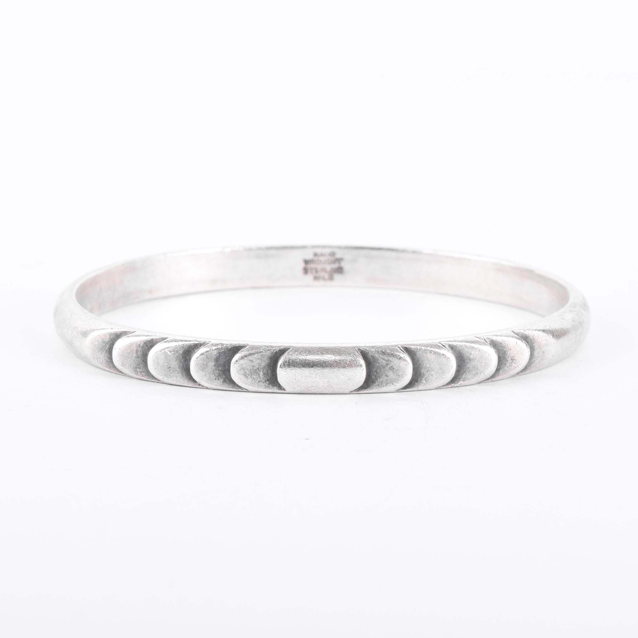 Sterling Silver Kalo Arts & Crafts Hand-Wrought Bangle Bracelet