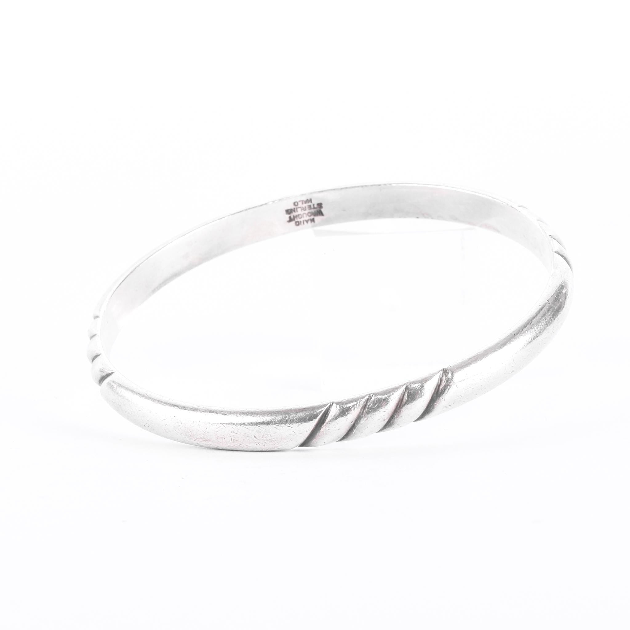 Sterling Silver Kalo Arts & Crafts Hand-Wrought Bangle Bracelet