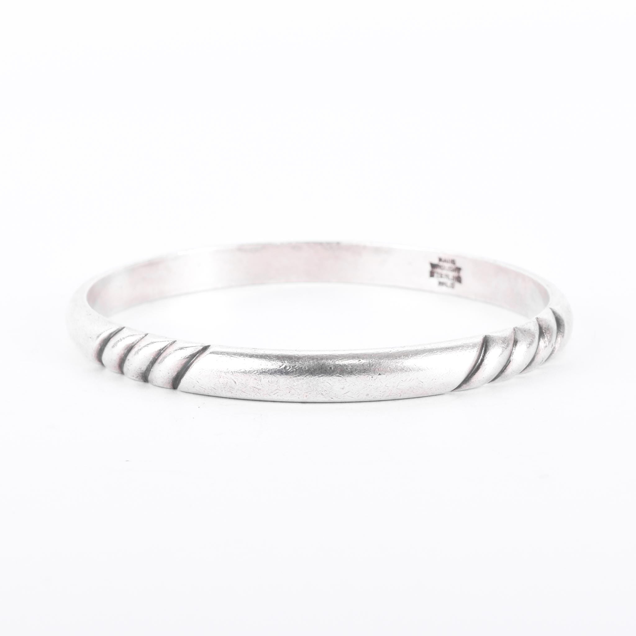 Sterling Silver Kalo Arts & Crafts Hand-Wrought Bangle Bracelet