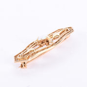 14K Gold & Opal Art Nouveau Filigree Bar Pin