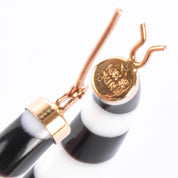 14K Gold & Black/White Onyx Striped Hoop Earrings