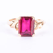 1960's 14K Gold Emerald Cut Ruby Ring