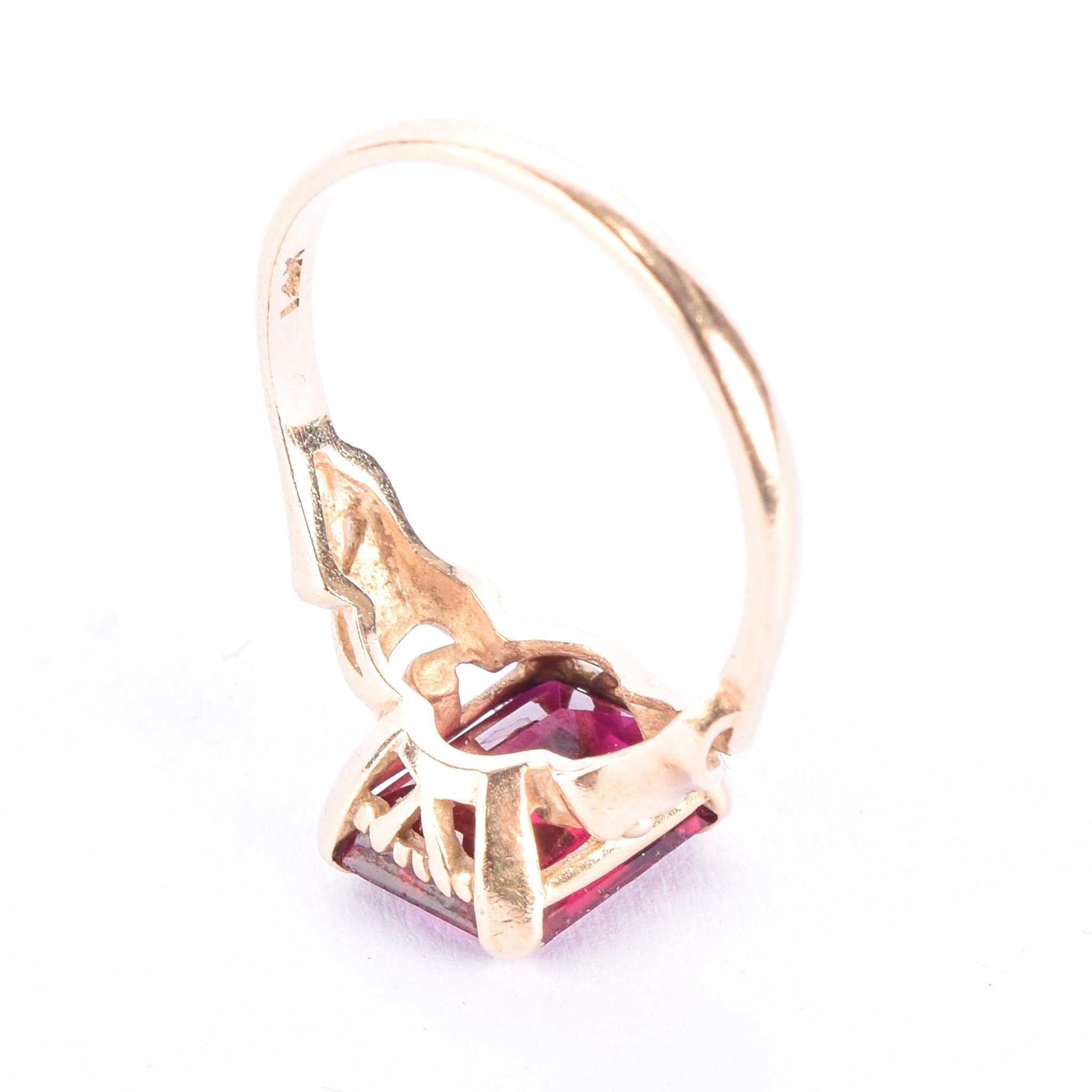 1960's 14K Gold Emerald Cut Ruby Ring