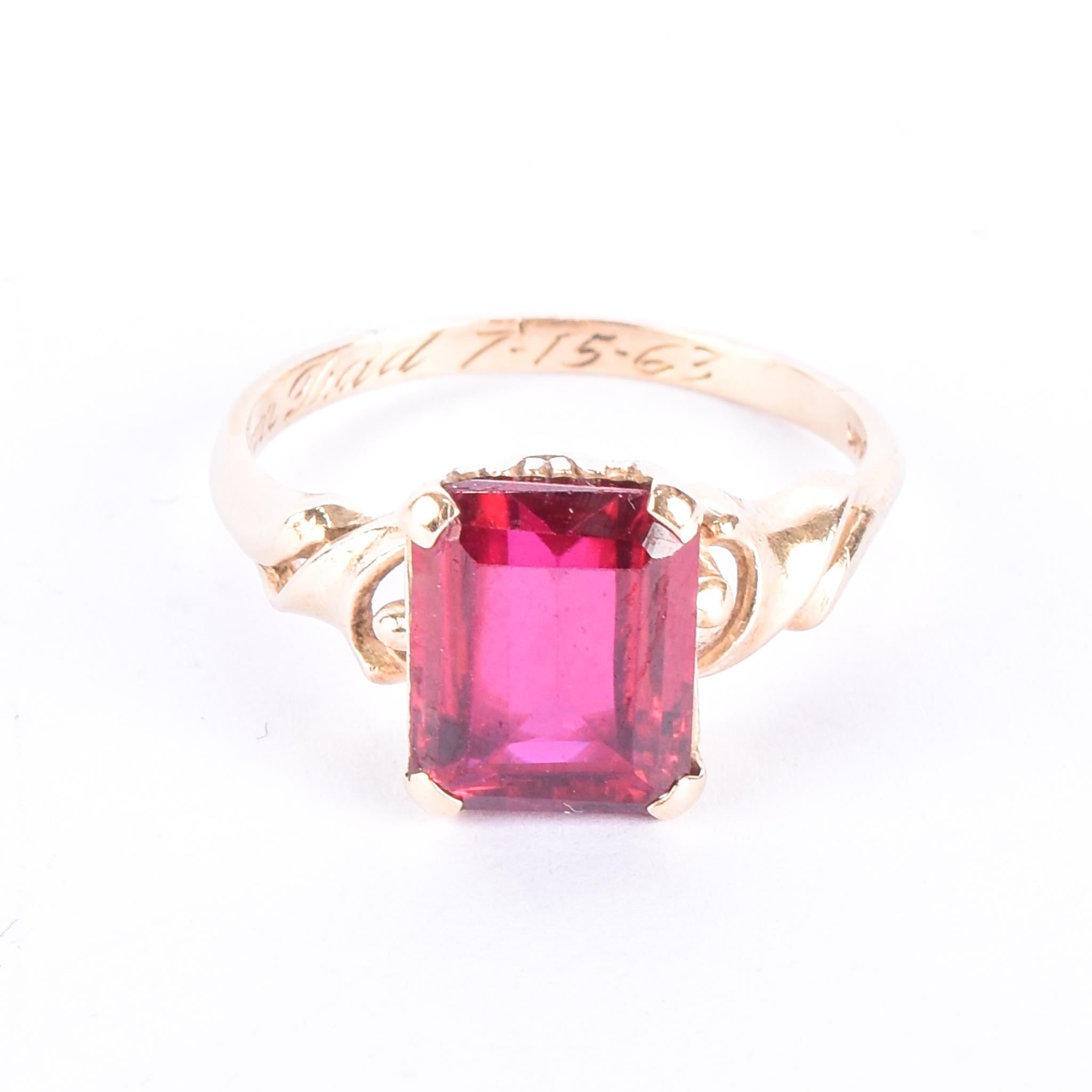 1960's 14K Gold Emerald Cut Ruby Ring