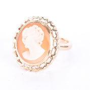 10K Gold Shell Carved Cameo Ring